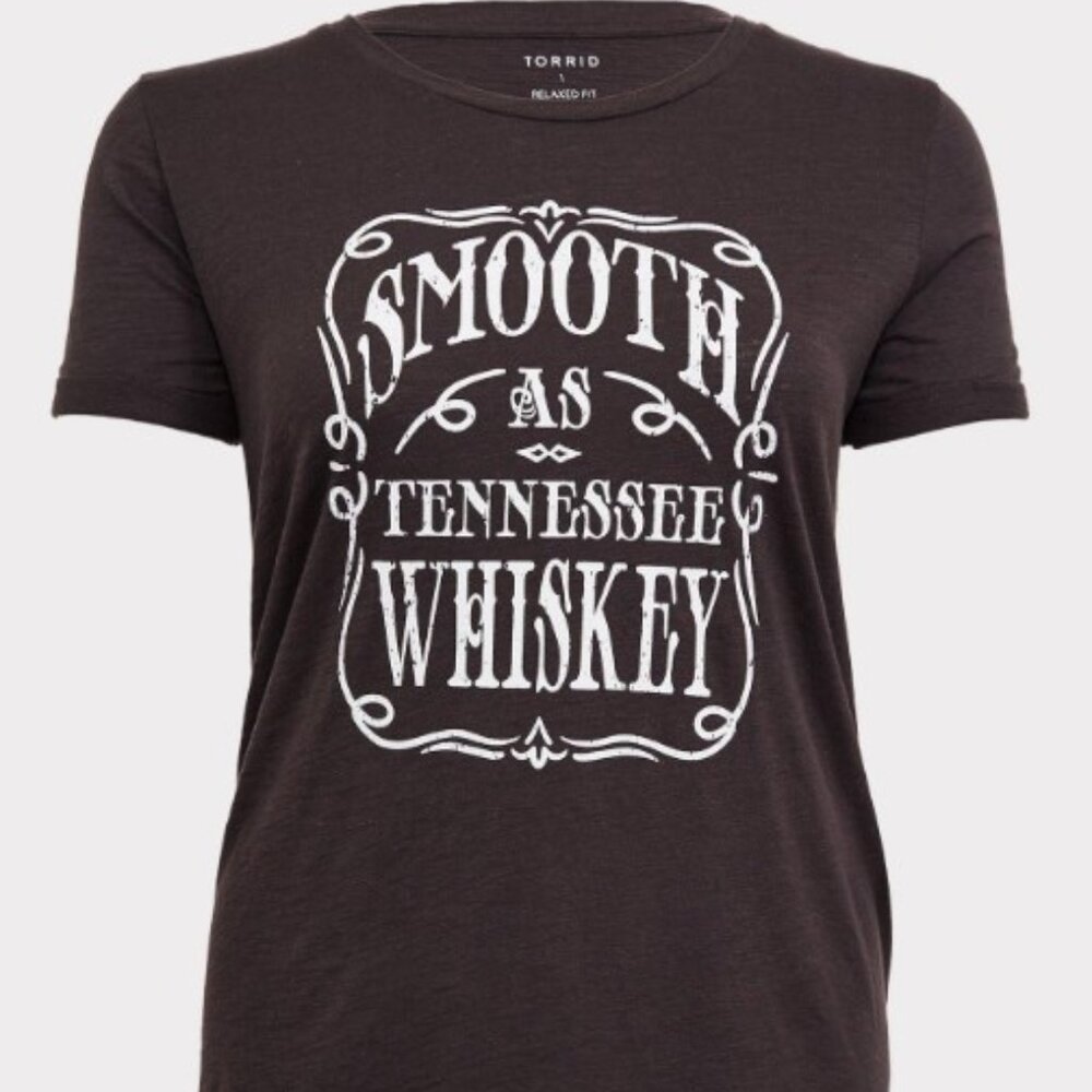 Torrid size 3 Black Slub Knit Smooth As Tennessee Whiskey Vintage Crew Tee